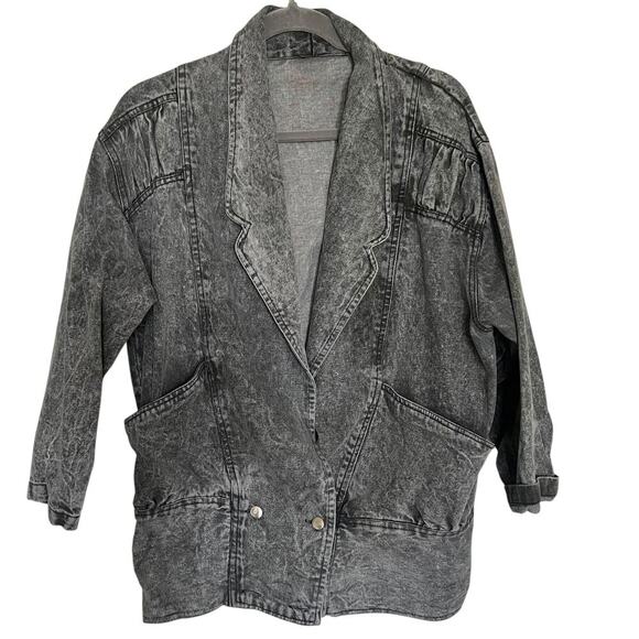 Acid Wash Denim Jacket Oversized Slouchy 80s Style Unbranded Grunge Look S/Med - Picture 1 of 8